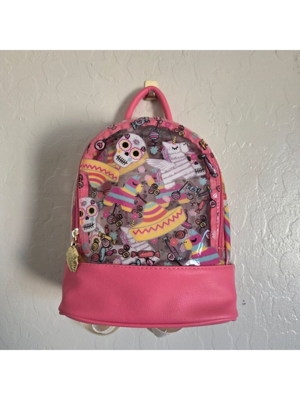 Betsey Johnson Day of the Dead Mini Clear Backpack Pink Sugar Skulls Halloween
